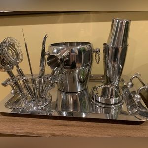 Cocktail set with bucket, shaker, coasters, and mixing tools!